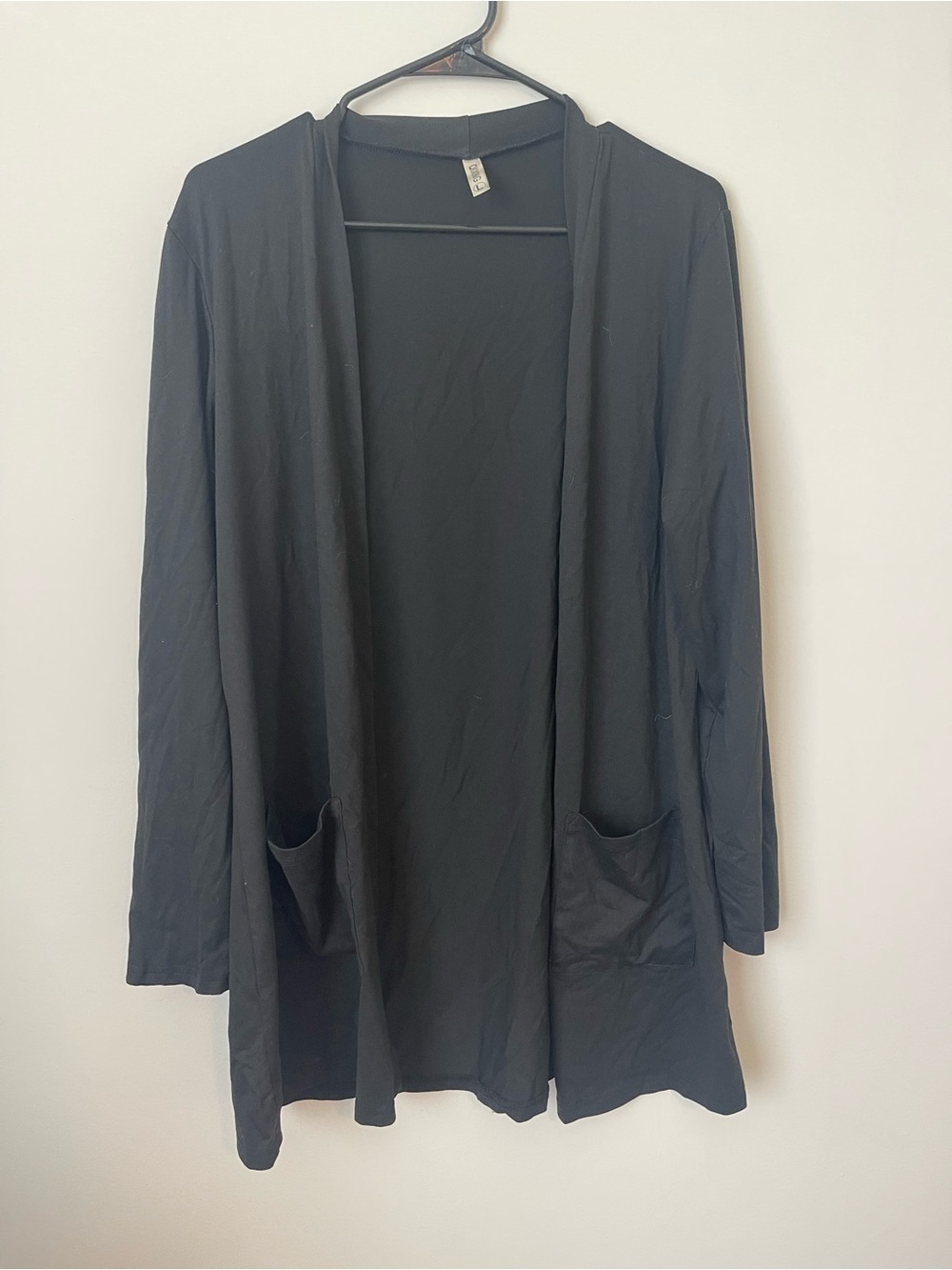 QIXING Women's L Open Front Plush Cardigan Sweater with Pockets